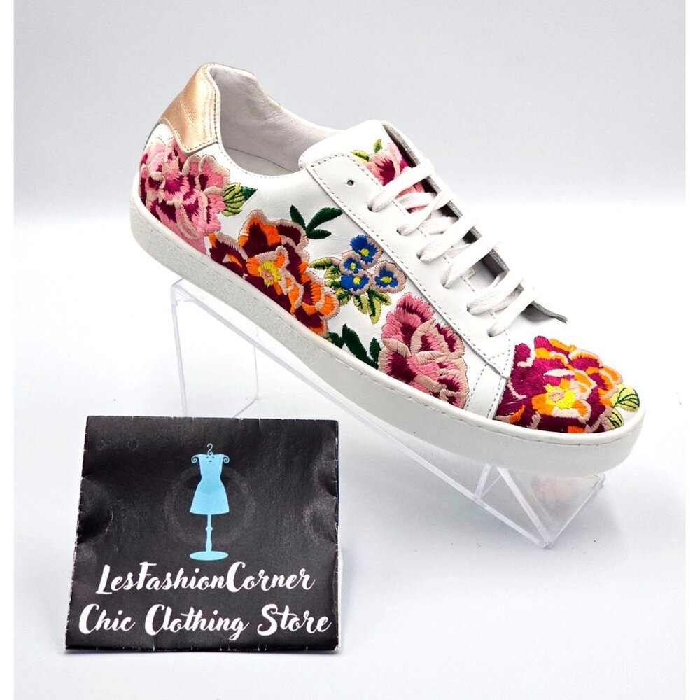 NWOB Johnny Was Women's Floral Embroidered Leather Dylanne Sneakers Sz 7.5 2473 - Picture 14 of 16